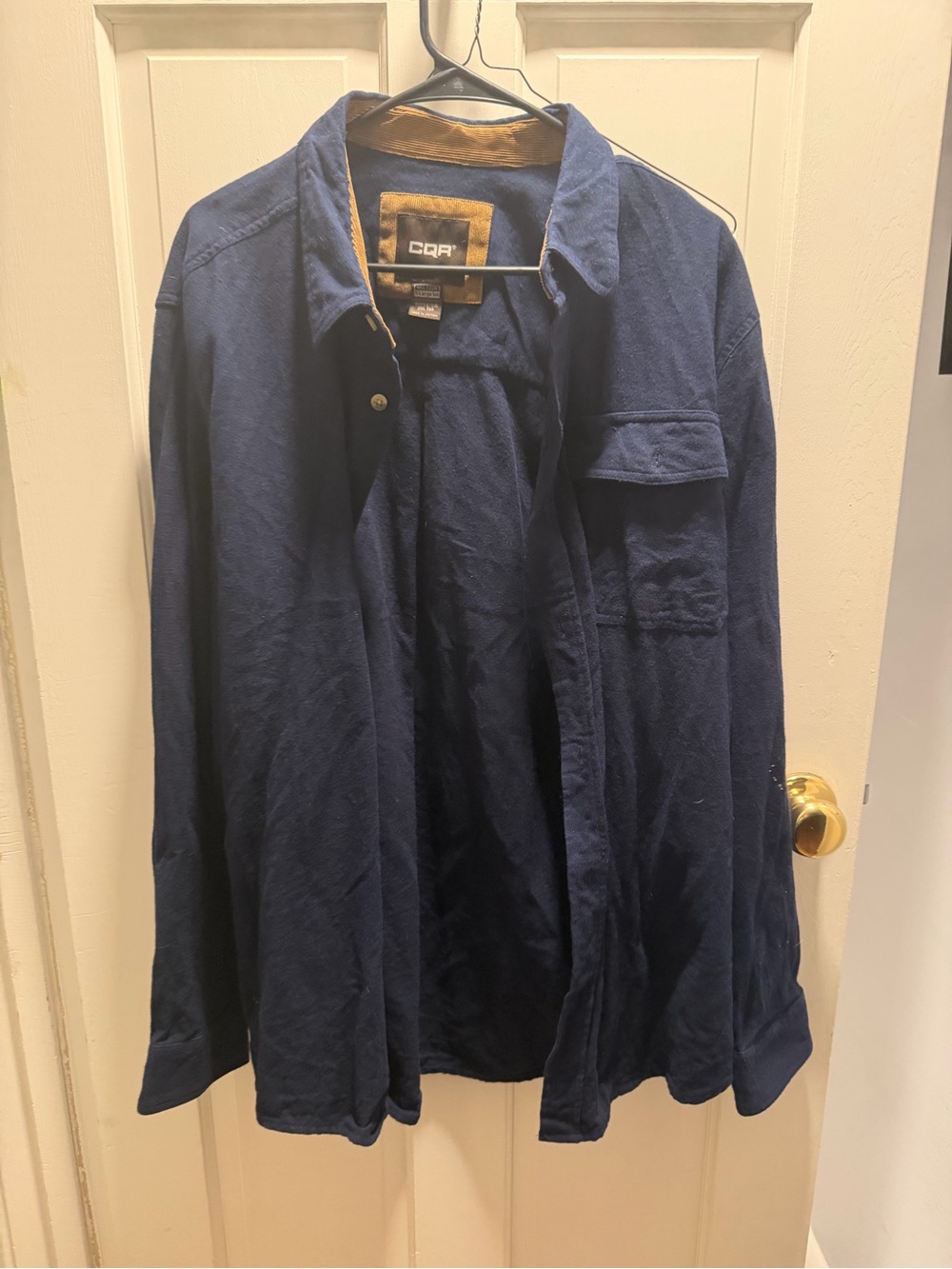 CQR Men's Navy Casual Button-Down Shirt Jacket